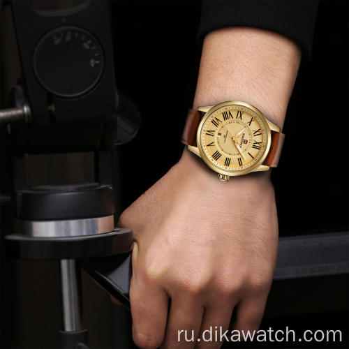 NAVIFORCE 9126 мужские часы в стиле милитари мужские часы лучший бренд класса люкс Рим бизнес дата кожаный ремешок кварцевые мужские наручные часы